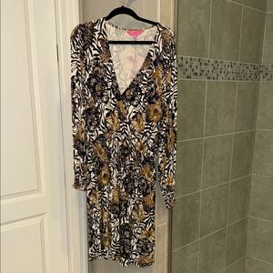 Lilly Pulitzer Talley Long Sleeve Dress Onyx Peony Party Size XL New with Tag
